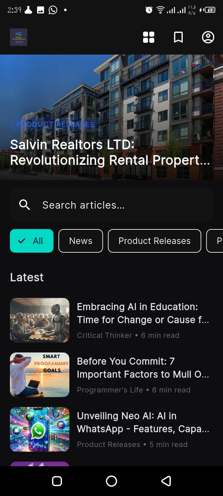 Major Innovations Mobile App